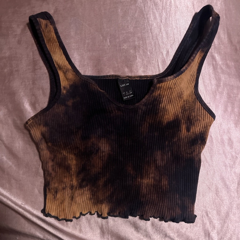 SHEIN Black and Brown Ribbed Crop Top